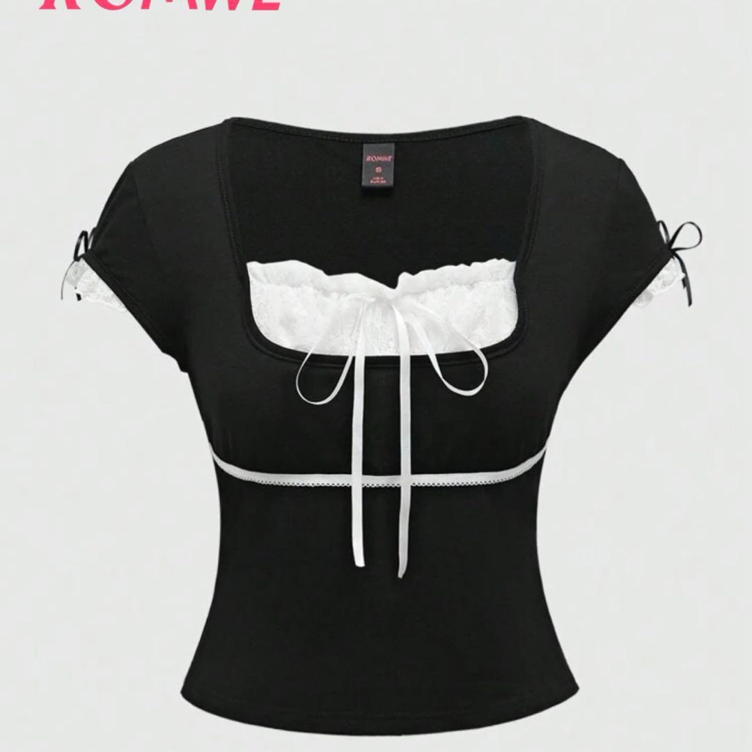 SHEIN トップス シズニルック 韓国ガーリー ブラック レース - メルカリ