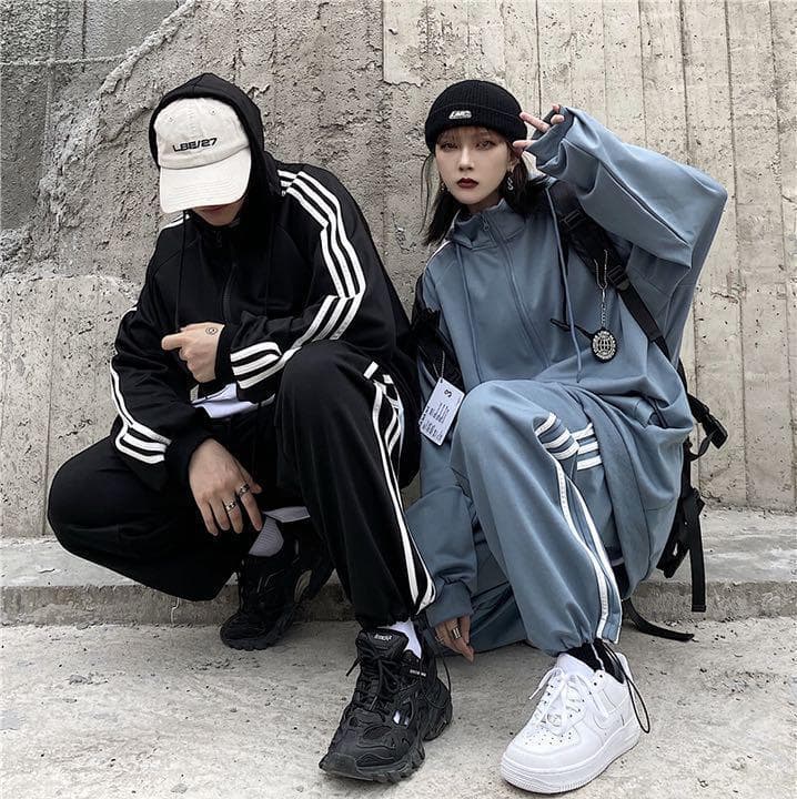 韓国デザイン♡カップルで使える3本ラインジャージ♡ セットアップ