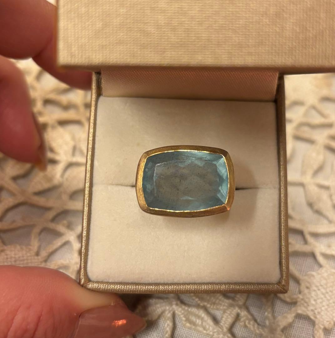 kui co.アクアマリン✳︎ファセットカットリング 3月の誕生石】高品質「アクアマリン」大粒8×6mmファセットリング 指輪