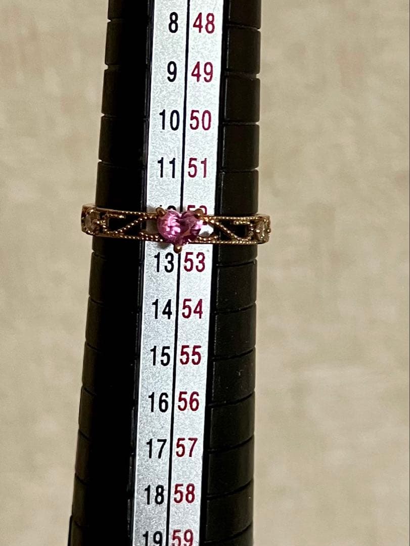 K10＊パバラチアサファイアハート&ダイヤの透かしリングです