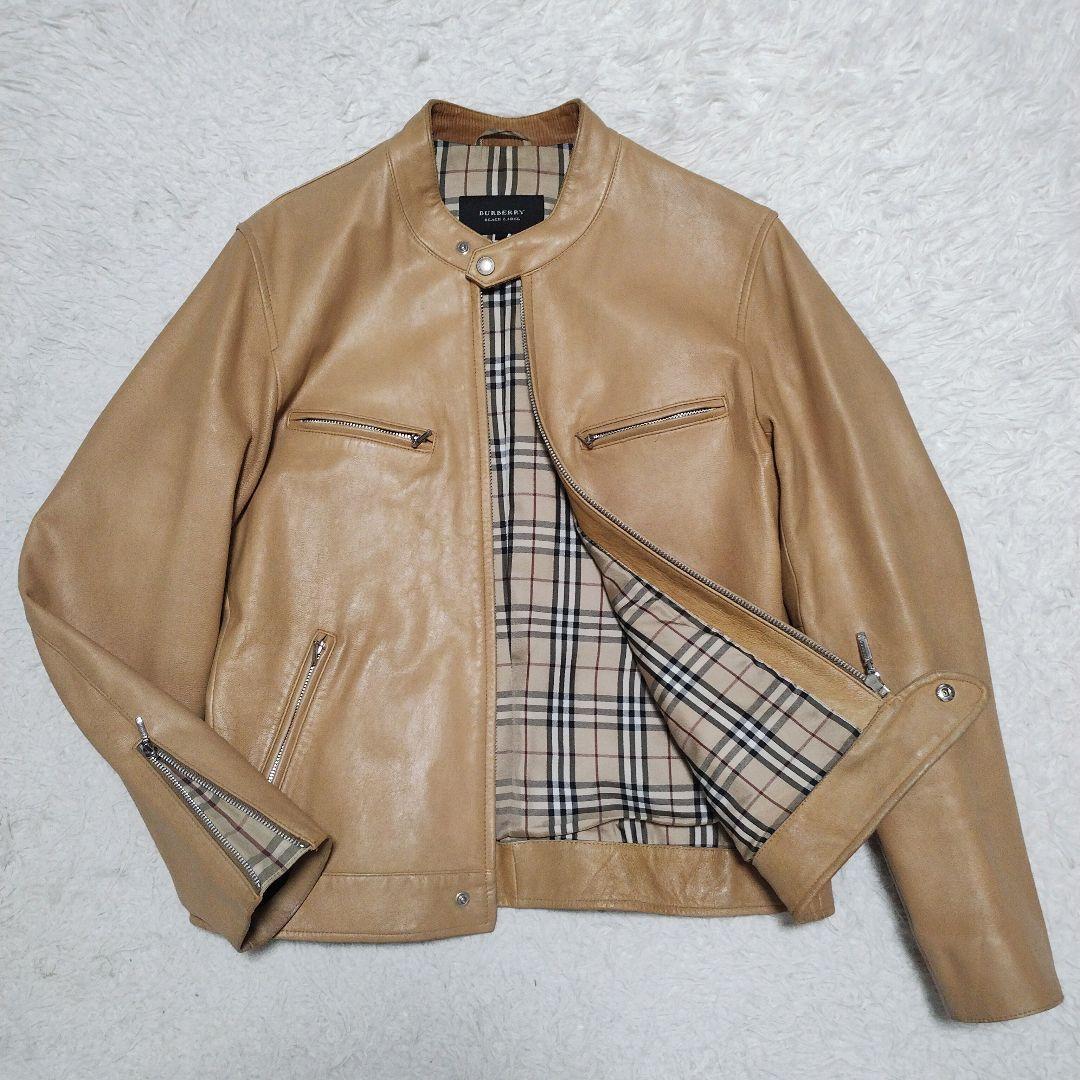 バーバリーブラックレーベル レザージャケット ラムレザーノバチェック 入手困難✨バーバリーブラックレーベル レザージャケット ノバチェック