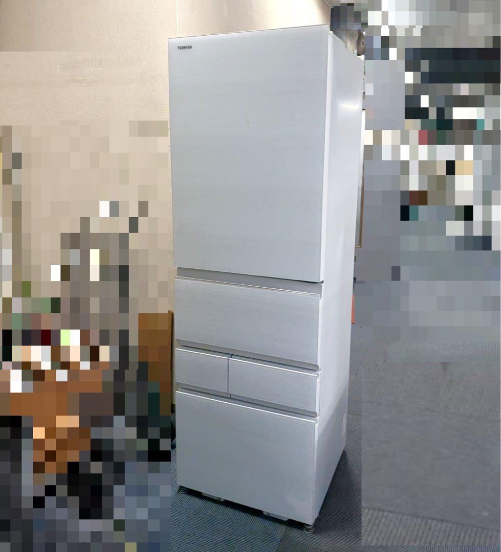 東芝 5ドア ノンフロン冷凍冷蔵庫 452L 幅600 引き取り限定静岡県富士市 東芝 冷蔵庫 452L 右開き 5ドア 幅60cm 奥行スリム 3段冷凍室 広々冷蔵