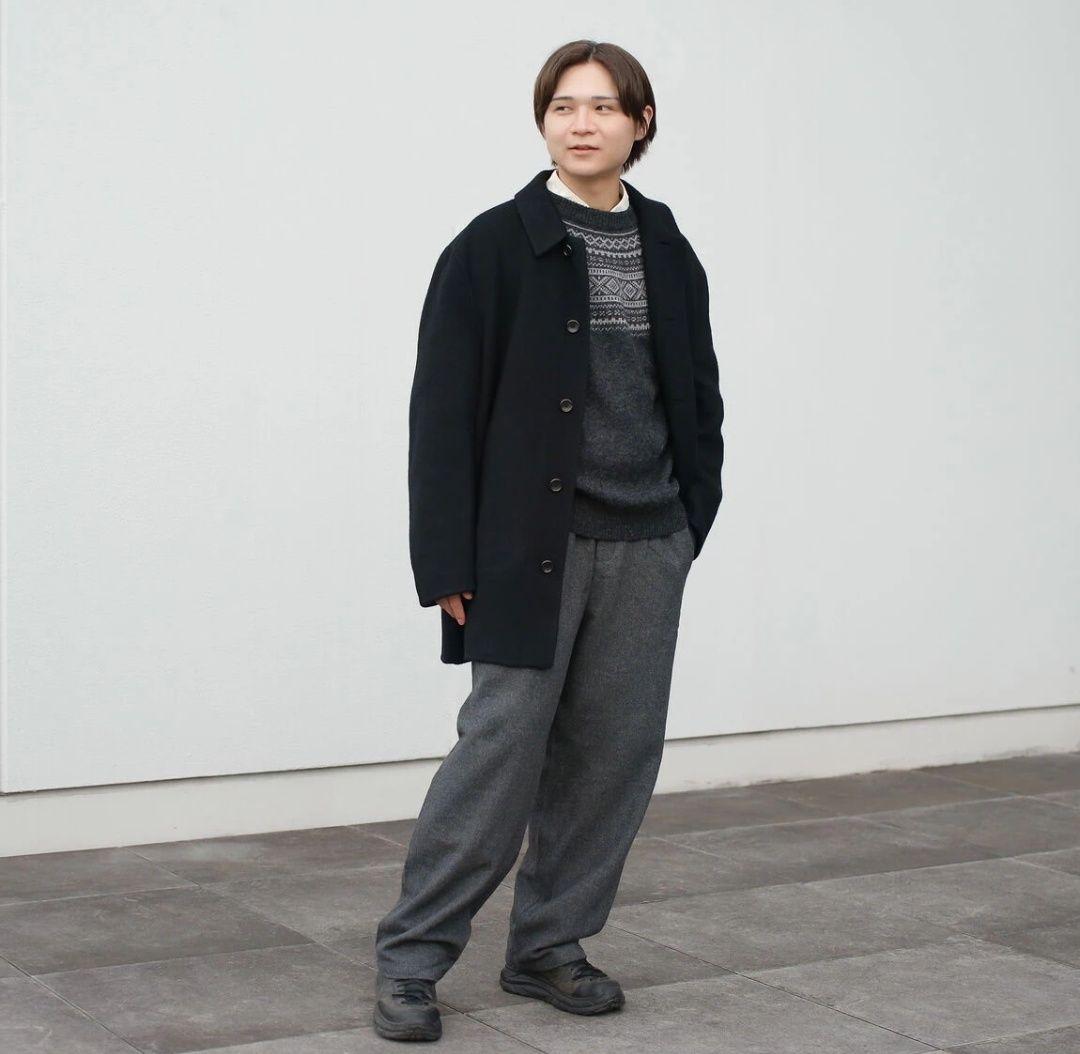 新品 Muji Labo カシミヤ混ショートステンカラーコート ブラック M