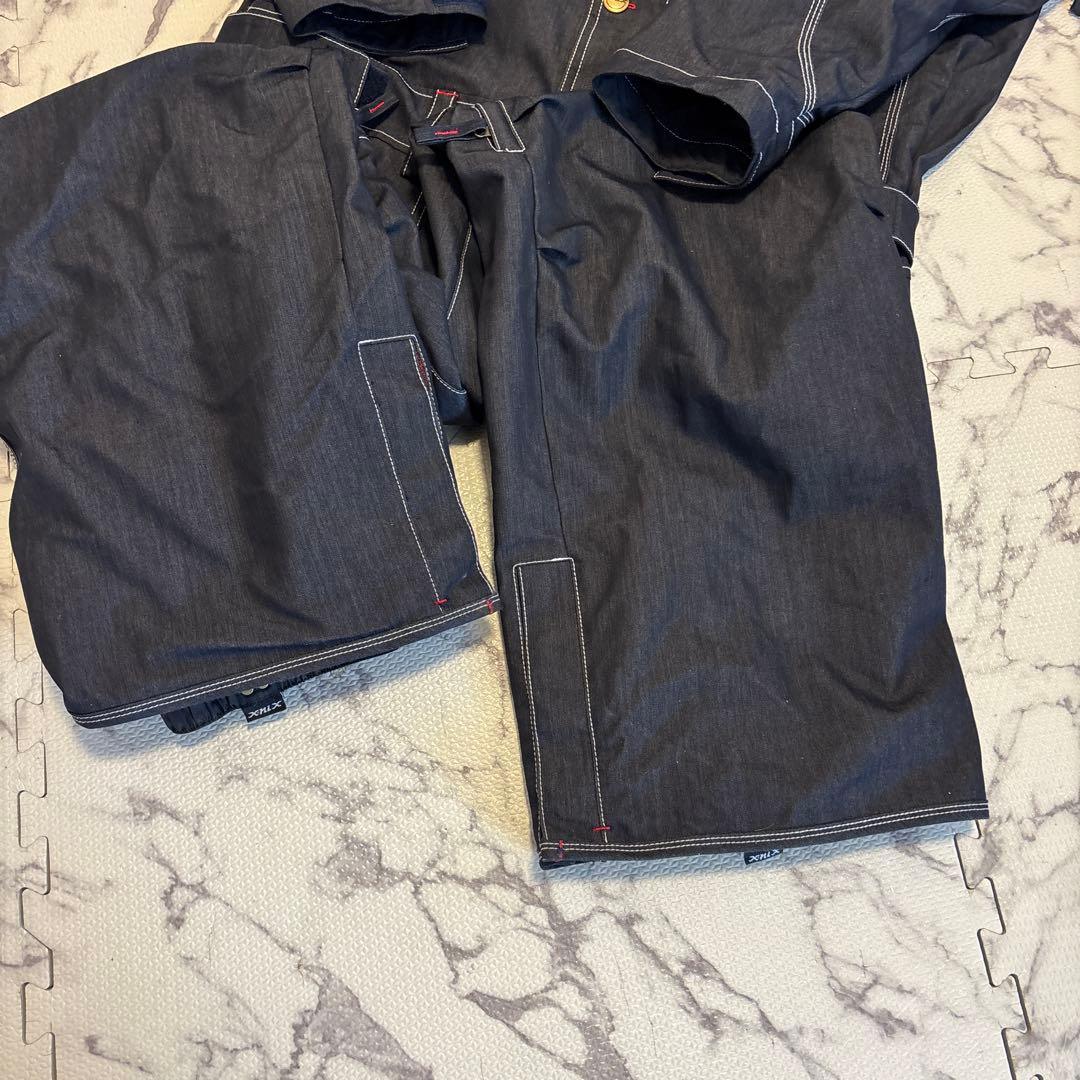 美品X-niX スノーウェア デニム 上下 ツナギ スノーボード Lサイズ