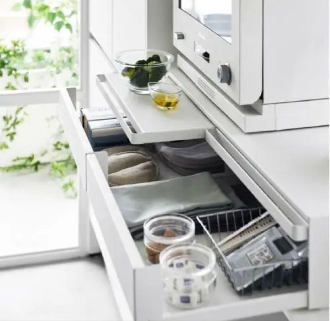 《16日まで値下げ》tower キッチン家電下引き出し&スライドテーブルW80