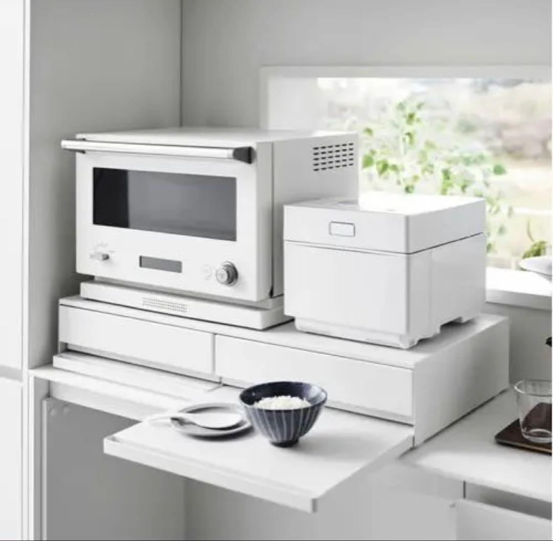 《16日まで値下げ》tower キッチン家電下引き出し&スライドテーブルW80