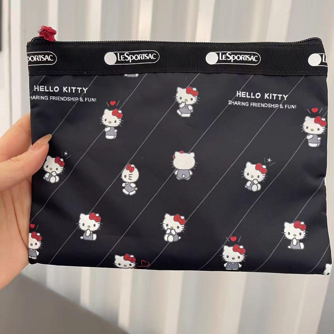 レスポートサック ハローキティ リボン結び ブラック ショルダーバッグ