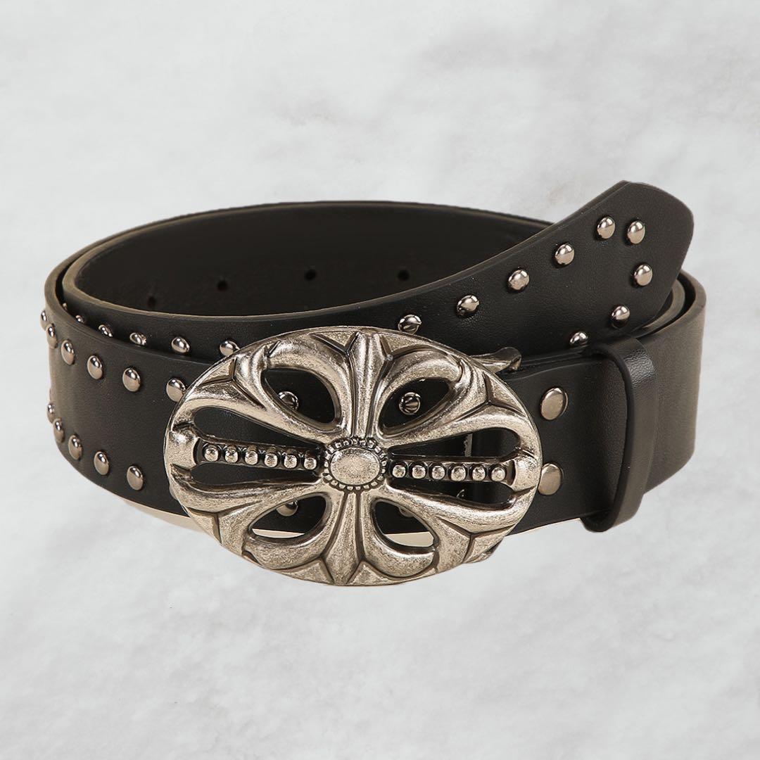 スタッズベルト Y2K パンク グランジ ロック 十字架 ブラック 男女兼用