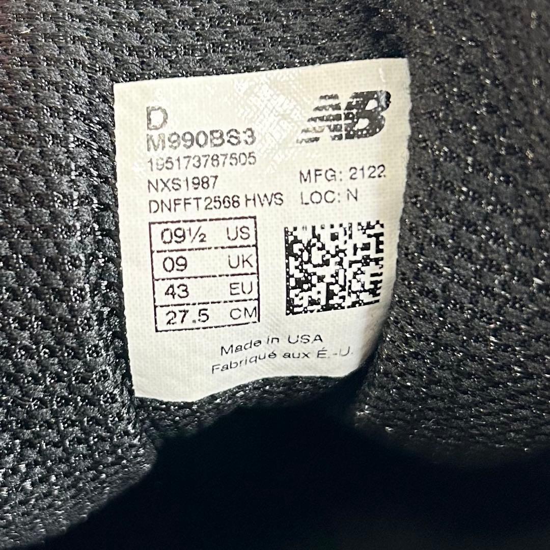 ニューバランス M990BS3 27.5cm USA ブラック