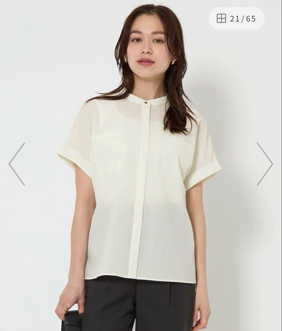 試着のみ！ポケット ショートスリーブ シャツ -マシンウォッシャブル　ホワイト