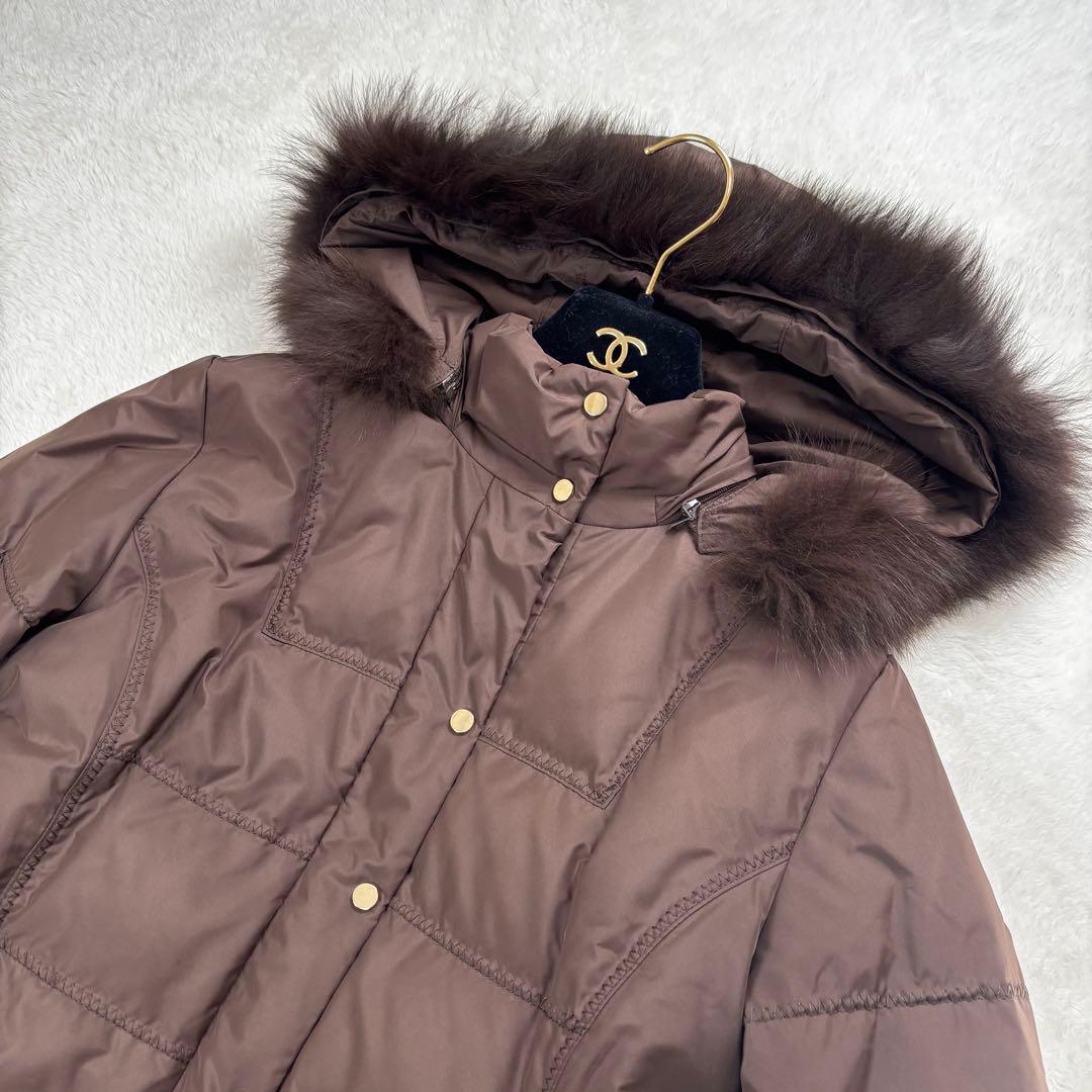 希少✨Leilian(レリアン)ダウンコート フォックスファー ブラウン XL