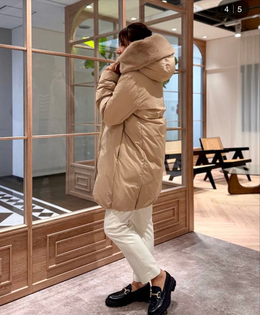 【美品】 INED フェイクファー フード ロングダウンコート《Re:DOWN》