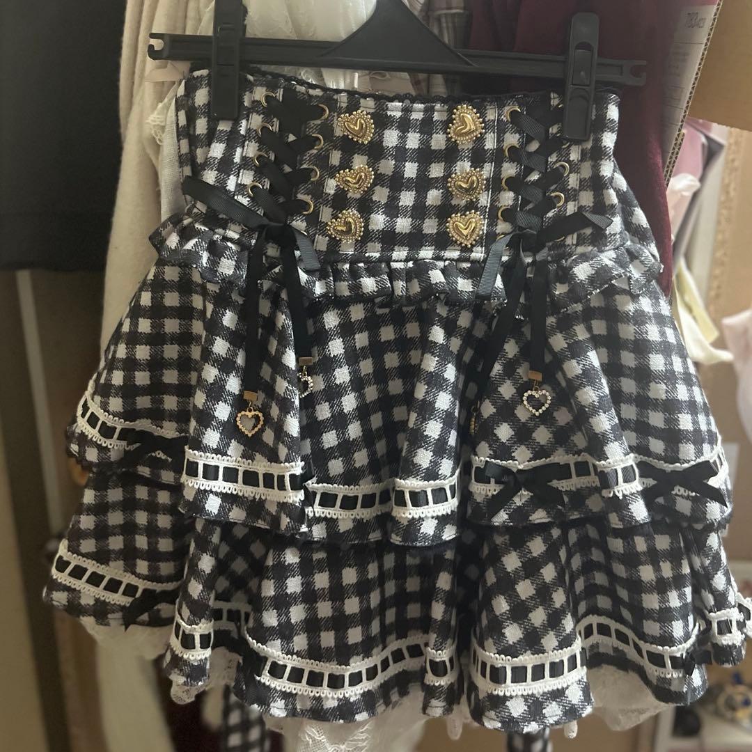 リズリサ lizlisa はしごリボンギンガムティアードスカパン - メルカリ