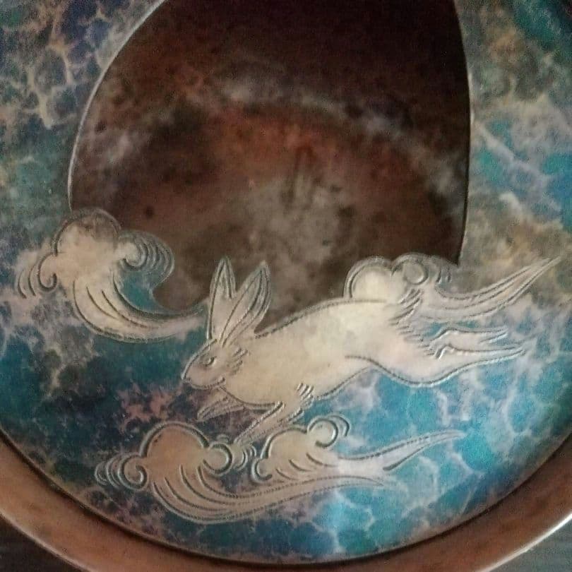 逸品 玉川堂 鎚起銅器 兎図紋 香炉 花活け 灰皿 和骨董 アンティーク