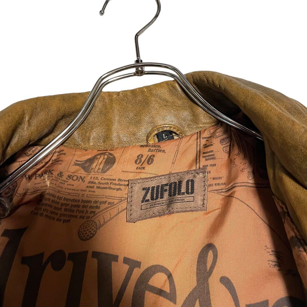 派手裏地【ZUFOLO】羊革 本革 ラムレザーライダースジャケット