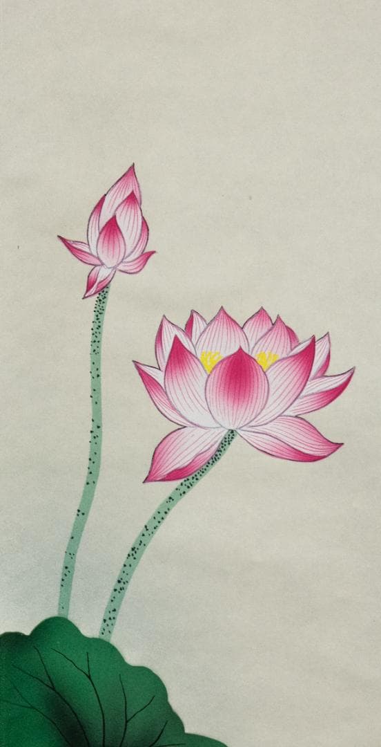 掛軸-1440　悠堂　蓮花二幅対　共箱