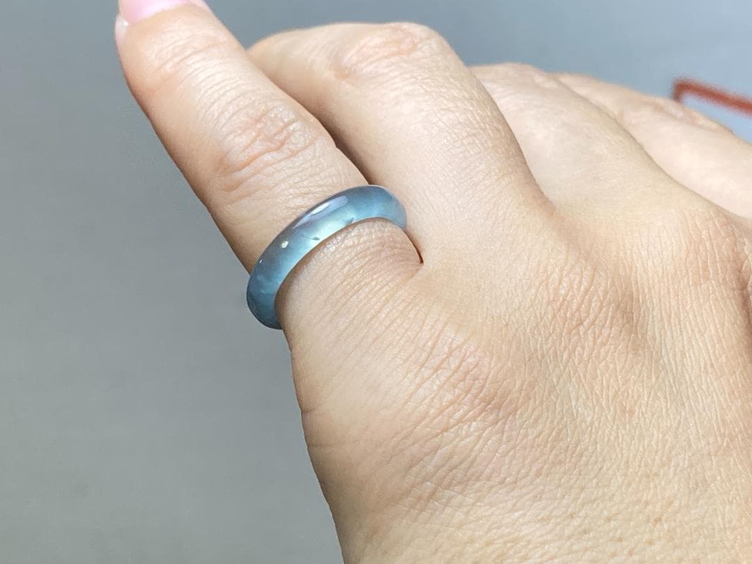 L16-156上品ピンキーリング氷種氷水青7.5号グアテマラ産A貨本翡翠