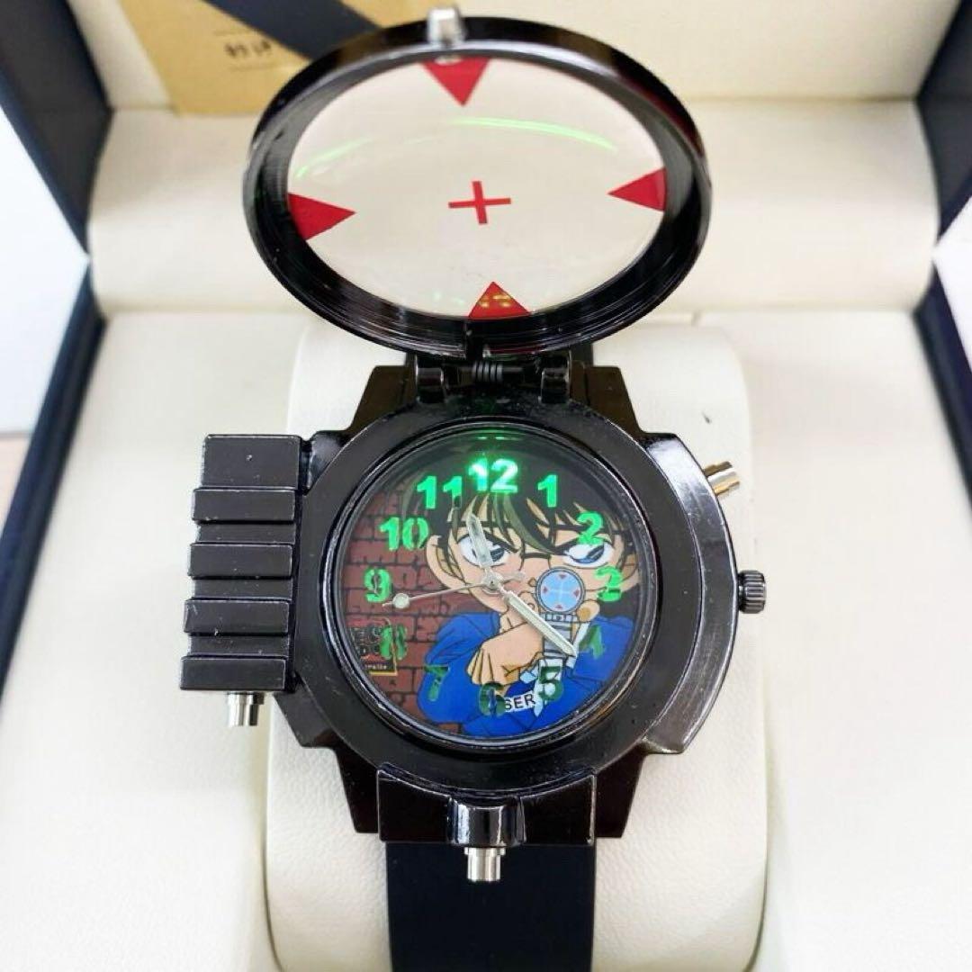 《2個セット割》【七色フラッシュライト付】コナン金属製時計型麻酔銃 予備電池付