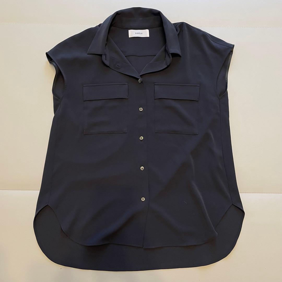 ソージュSOEJU ヴィンテージサテンシャツ チャコール M - メルカリ