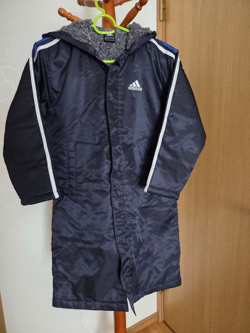 adidas ベンチコート ネイビー フード付き - メルカリ