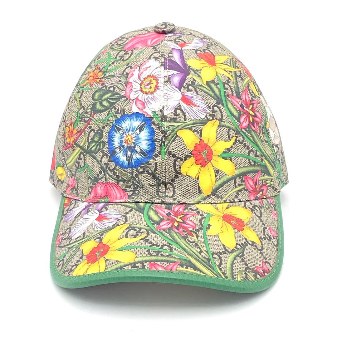 ✨️極美品✨️GUCCI グッチ フローラル レザー キャップ 帽子 GG S GUCCI（グッチ） キャップ GGサイケデリック ベースボール メッシュ