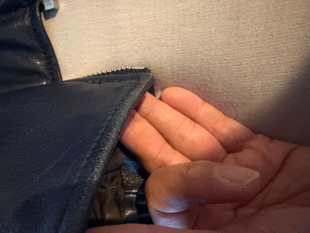 PSポールスミス ダークブルー レザー シングルライダースジャケットの