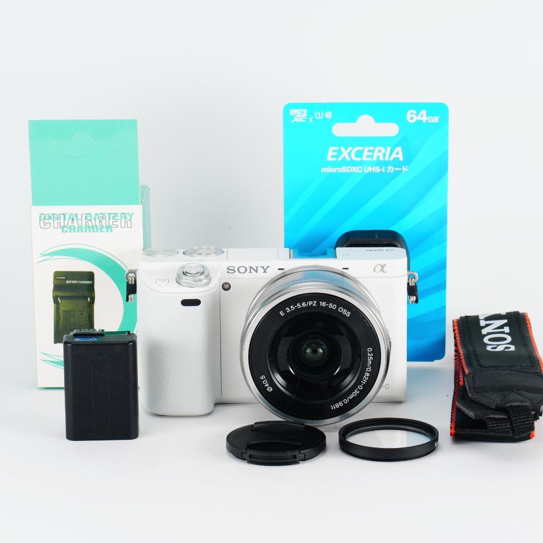 希少なホワイト/極美品α6000完全セット/制限解除済/即撮影可/初心者最適