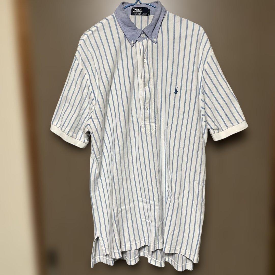ポロラルフローレン ポロシャツ ストライプ ポニー刺繍 ホワイト