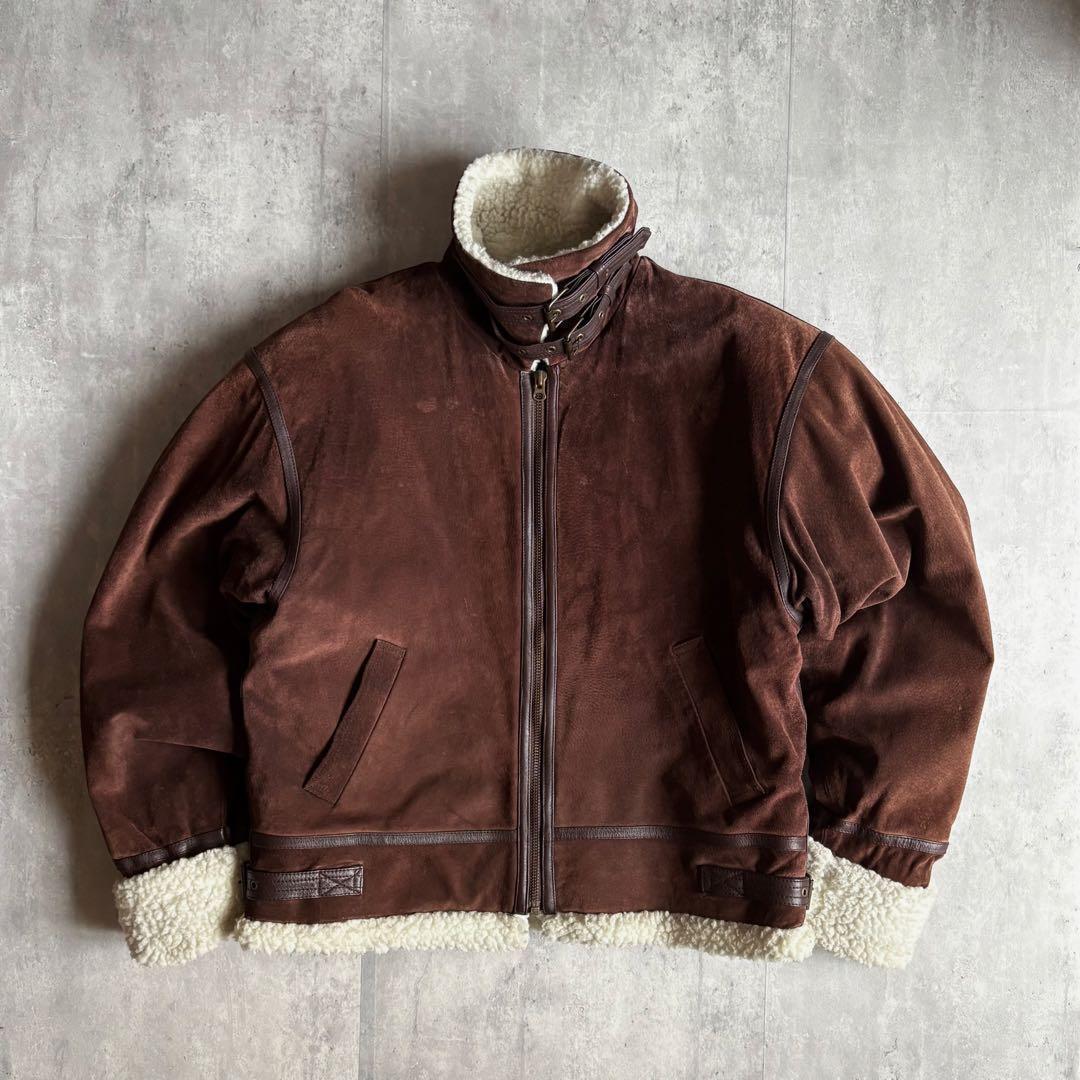 90s vintage】B-3 フライトジャケット スエードレザー 本革 短丈