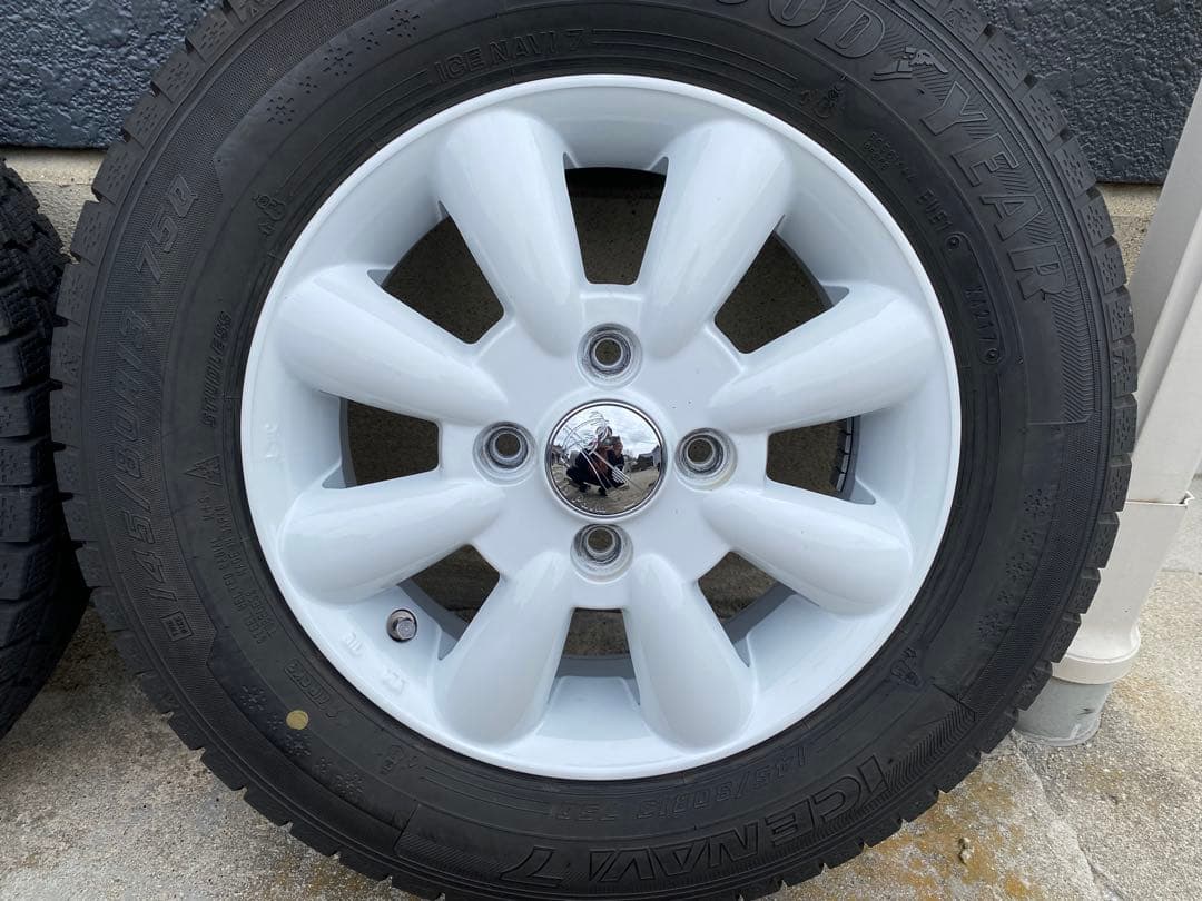 《yaa》ララパーム145/80R13 スタッドレスタイヤホワイトホイール