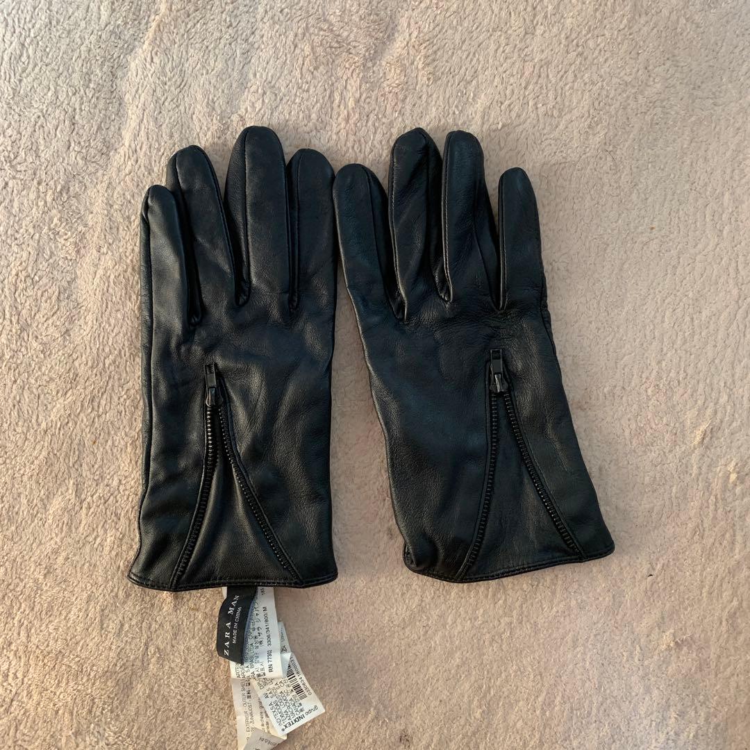 ZARA MAN ブラックレザー手袋 mサイズ - メルカリ