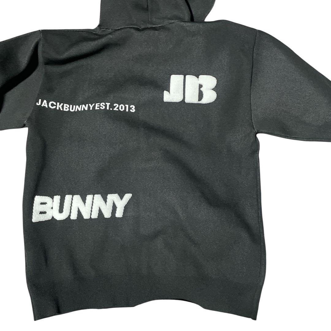 美品☆Jack Bunny!! ロゴジャガードニットフーディ ブラック サイズ5