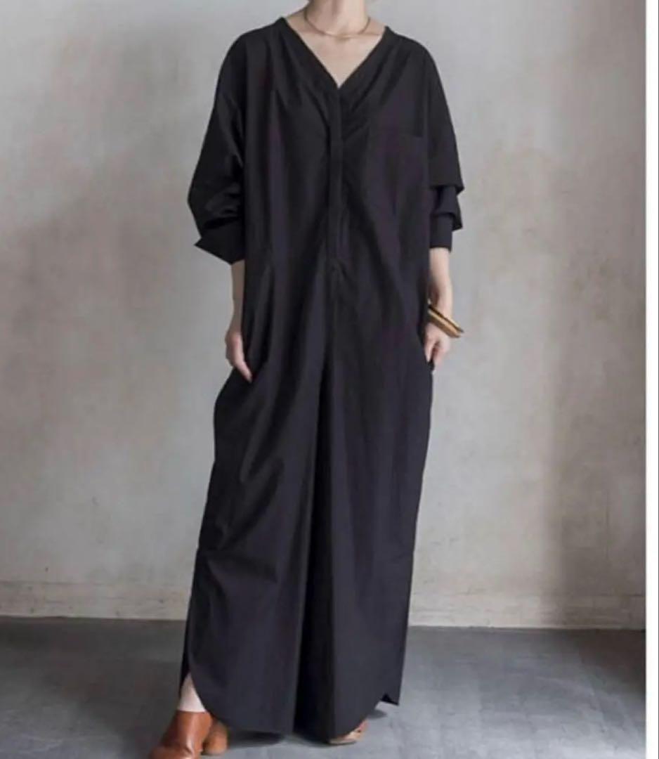 ENFOLD エンフォルド　オールインワン　サロペット　ジャンプスーツ　Ｖネック 全2色】Vネック ダブル釦 サロペット オールインワン 23036