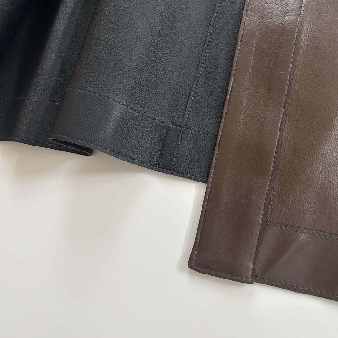 元町ゼラール ソフトラムレザー リバーシブル ステンカラーコート