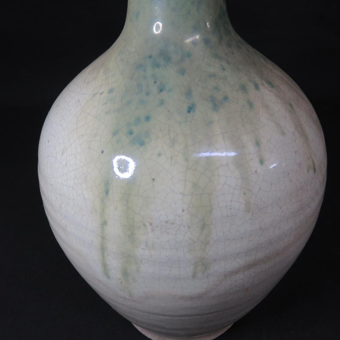 大徳利 笠間 益子 民藝 時代物 フラワーベース 花器 流釉