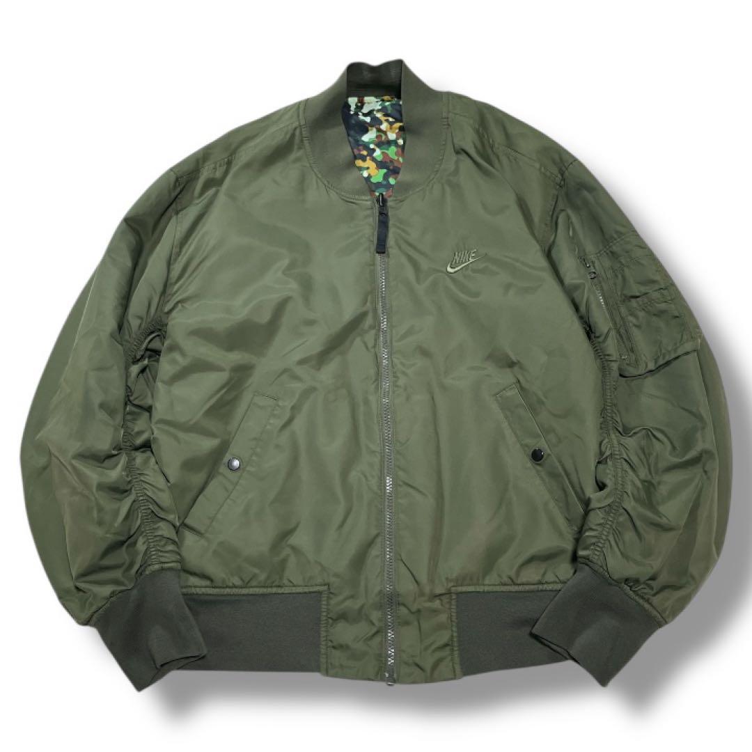 NIKE ナイキ リバーシブルMA-1ボンバージャケット 迷彩 オリーブ L