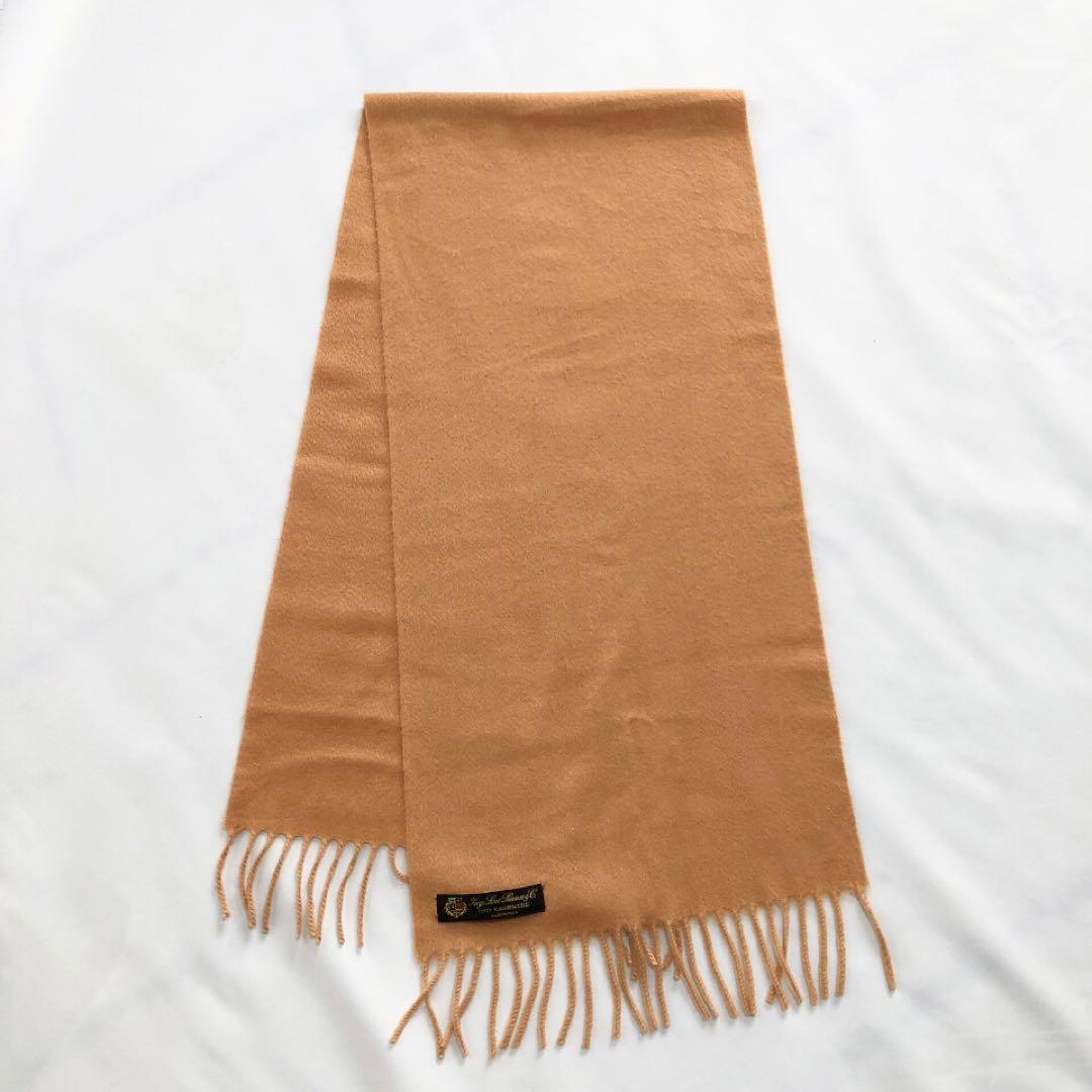 美品】ロロピアーナ カシミヤ100% ロングマフラー オレンジ フリンジ