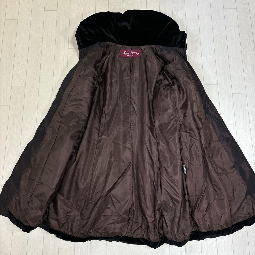 美品 スーパービューティー 42 ダウンコート レース ビジュー装飾