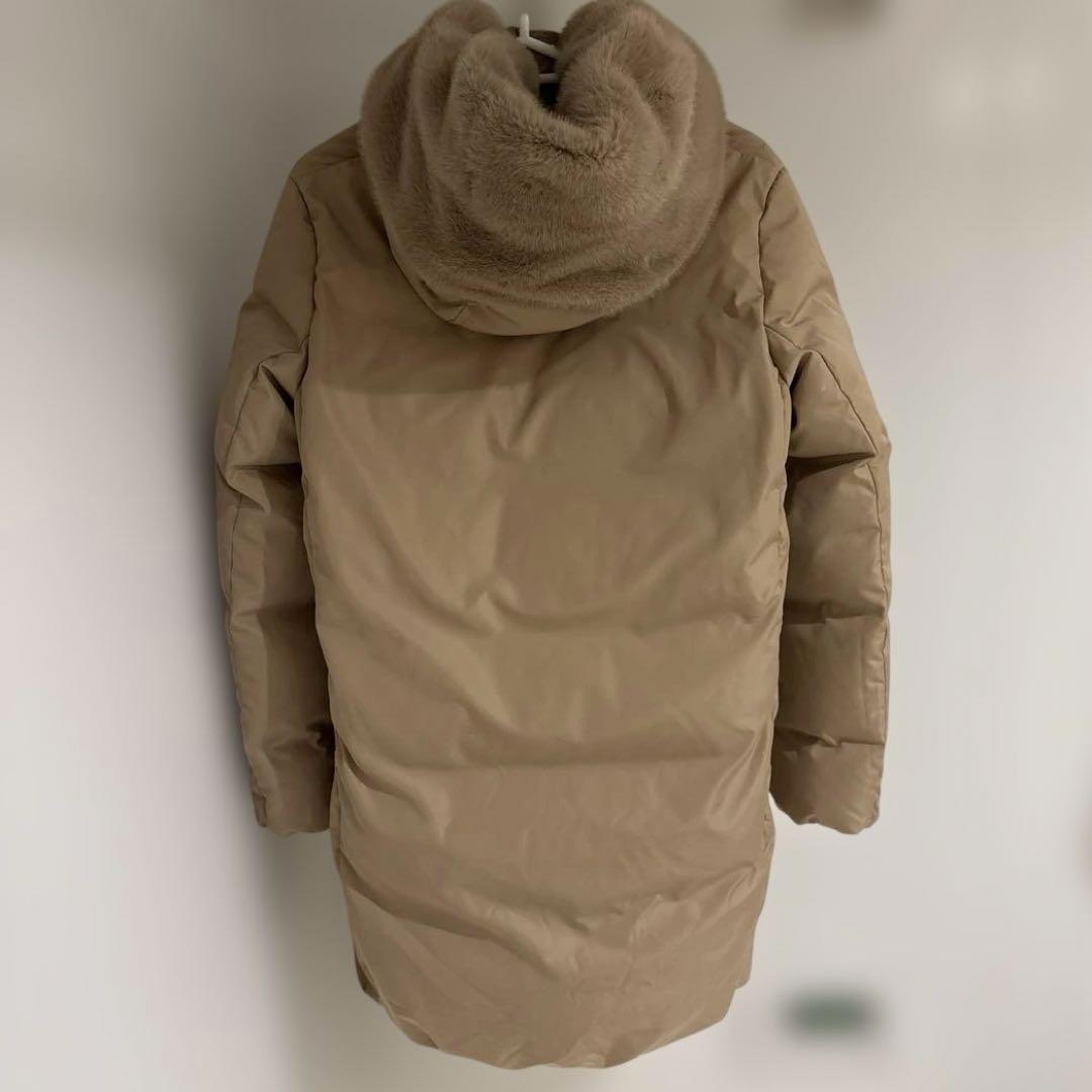 美品】INED イネド ロングダウンコート フェイクファー ベージュ 7号