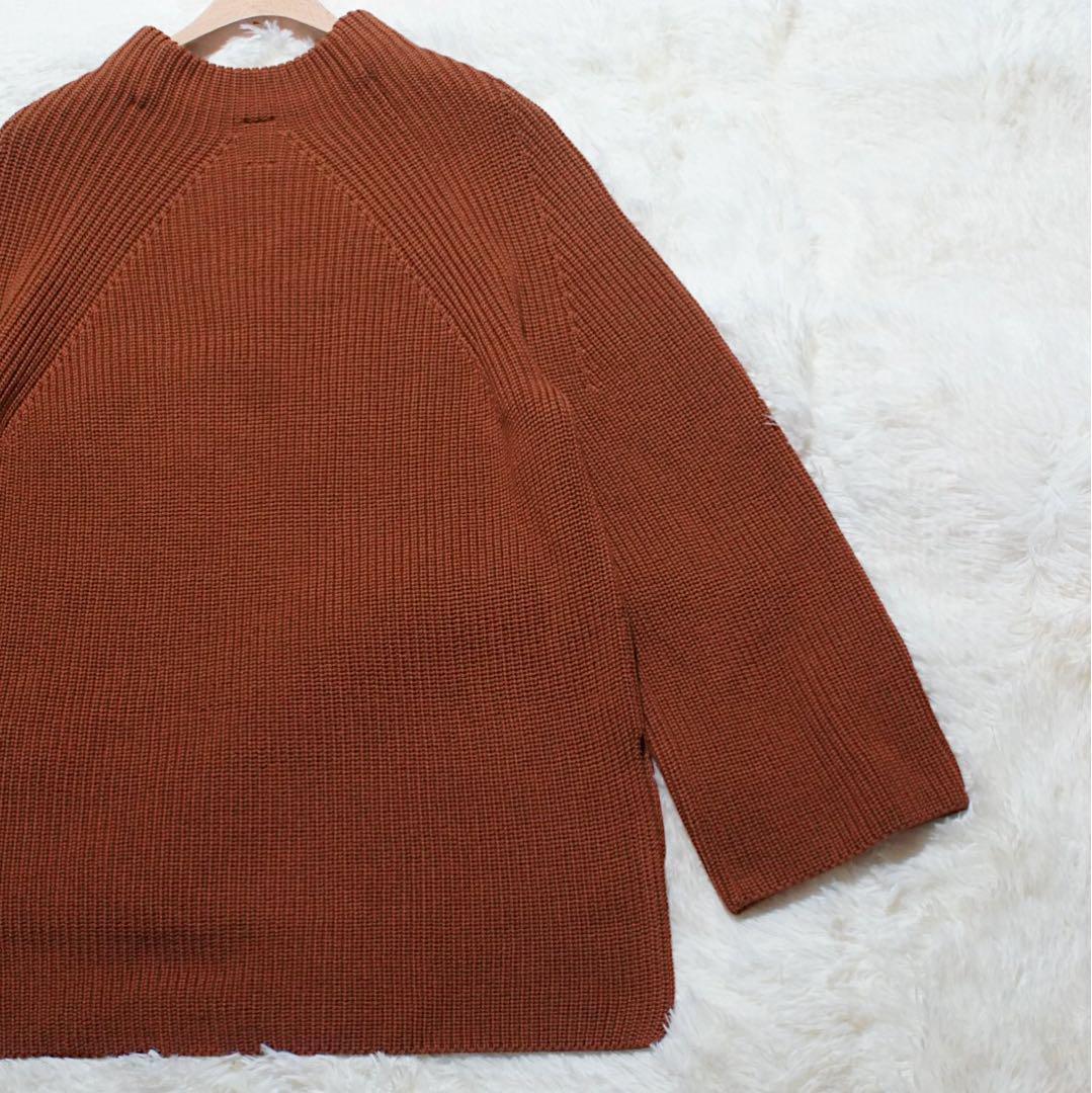 大きいサイズ《BATONER》ボトルネックニット(2)ラグラン ブラウン 極美品