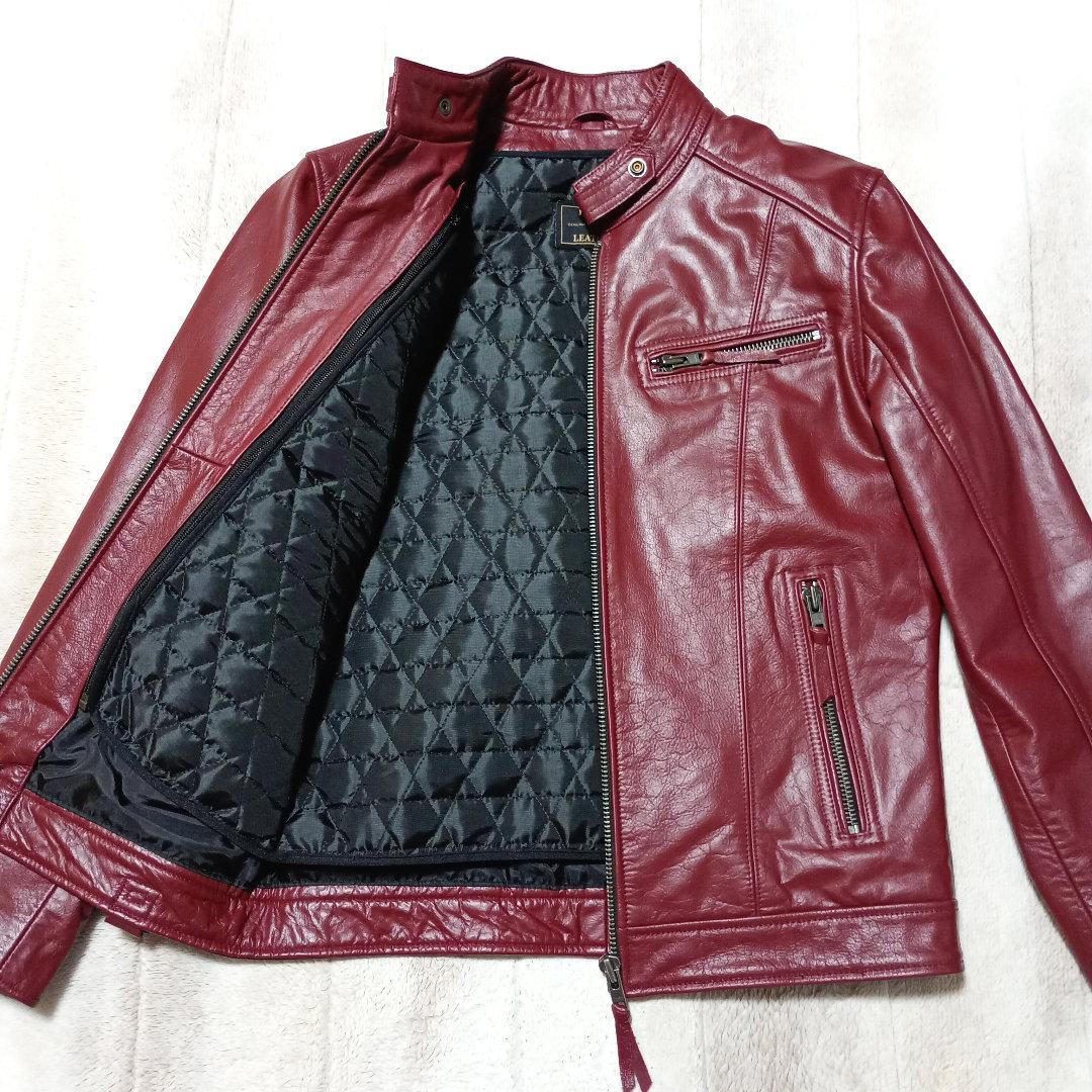 リューグーレザーズ シングルライダースジャケット ワインレッド