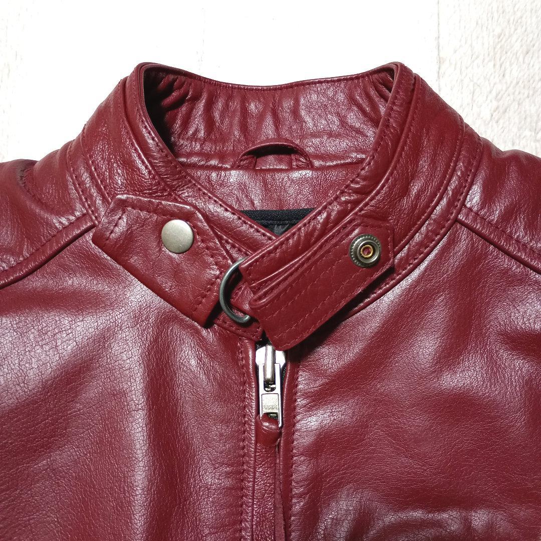 リューグーレザーズ シングルライダースジャケット ワインレッド