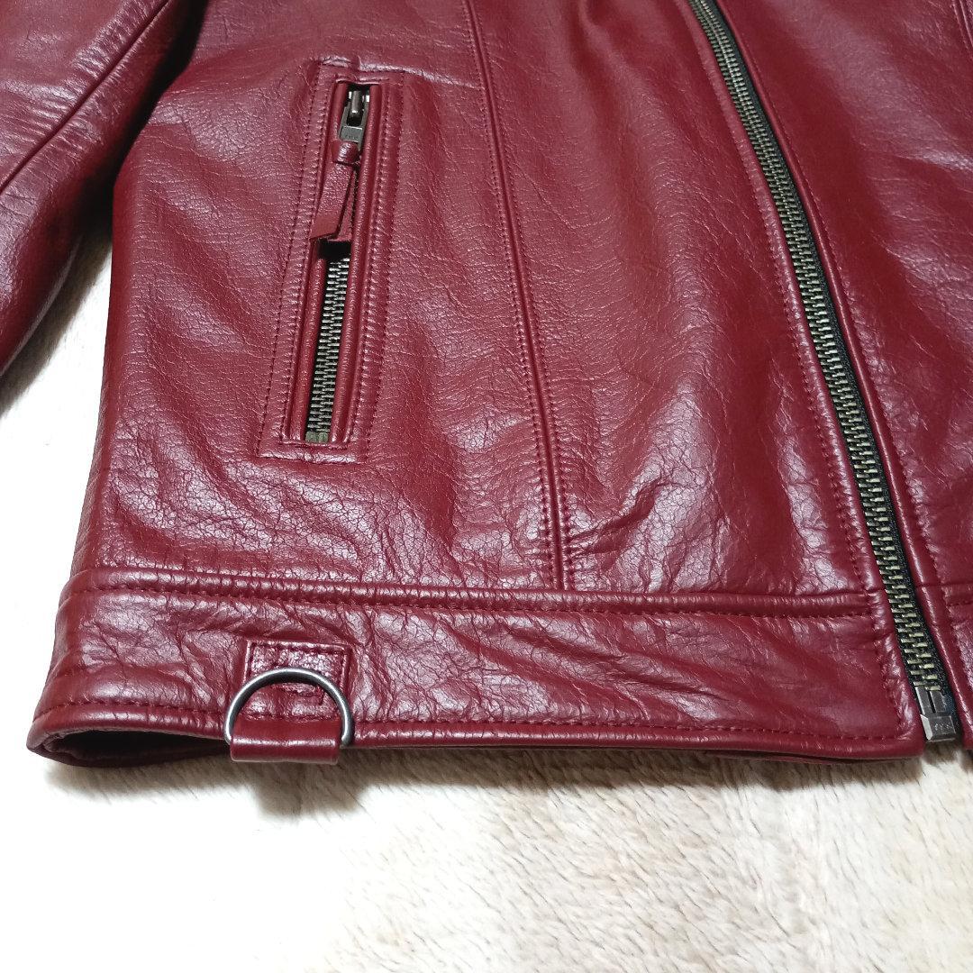 リューグーレザーズ シングルライダースジャケット ワインレッド