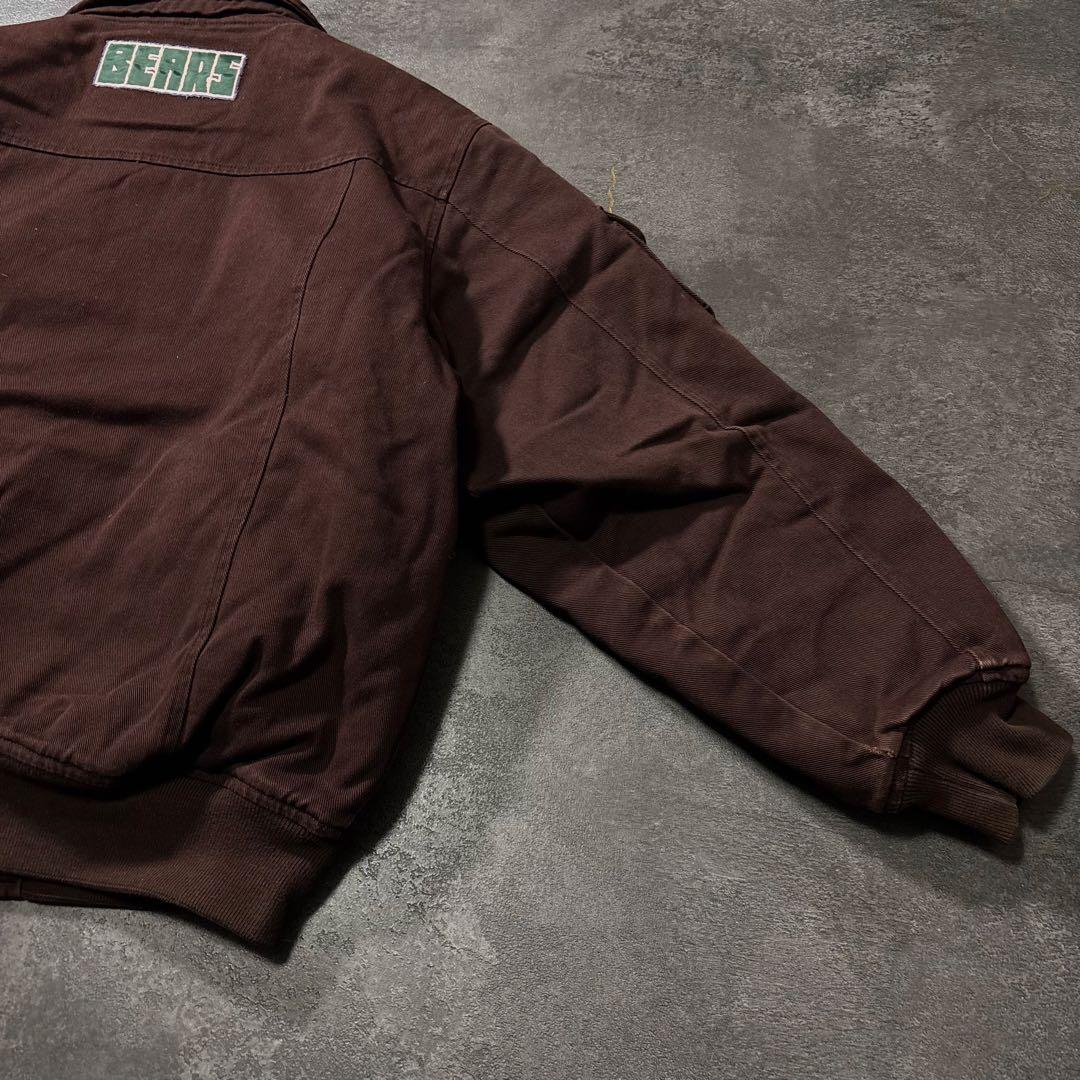 古着ダックジャケットボンバージャケット茶ブラウン刺繍ワッペン90s