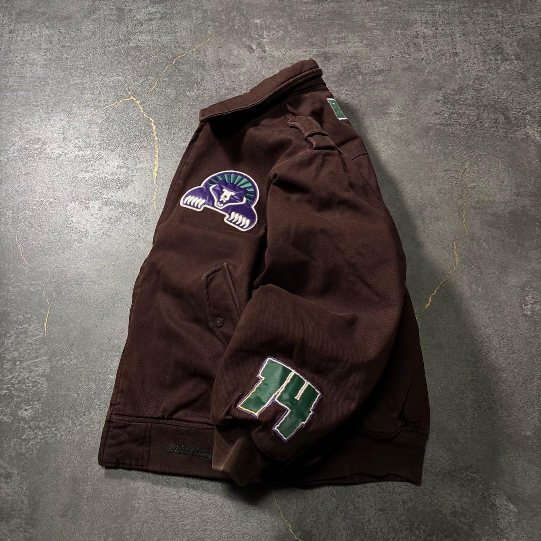 古着ダックジャケットボンバージャケット茶ブラウン刺繍ワッペン90s