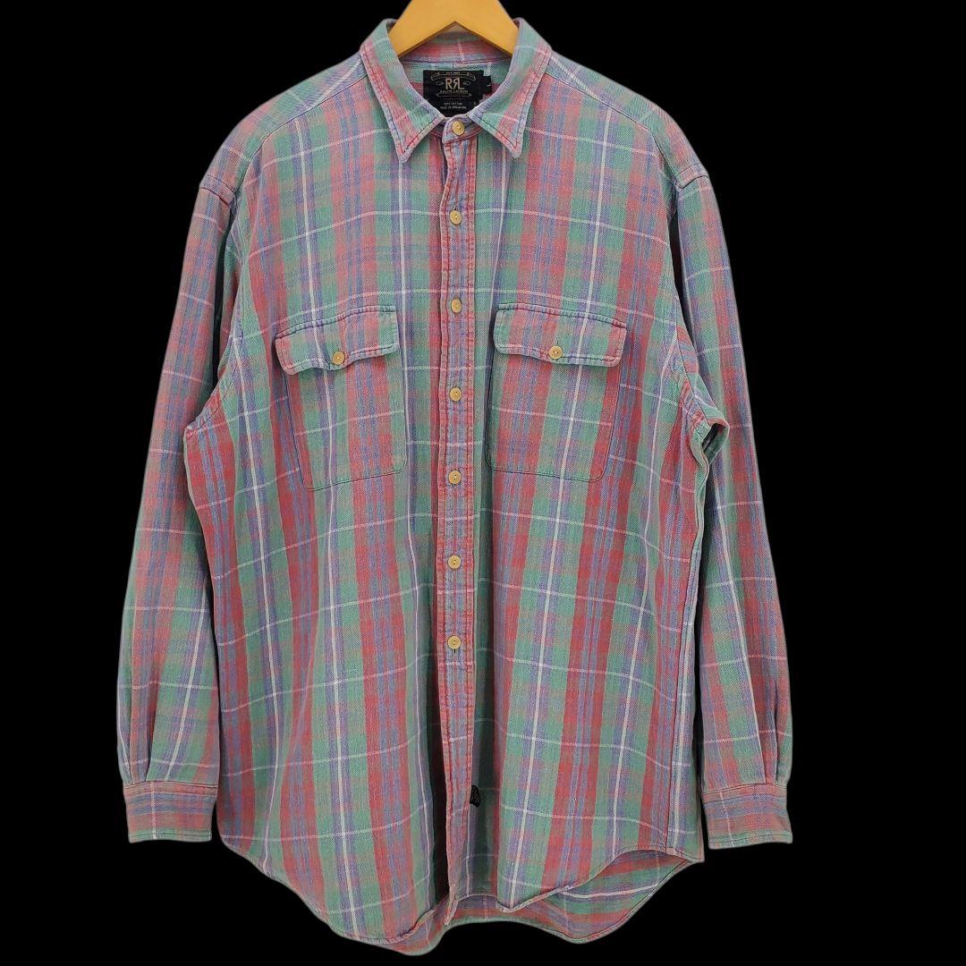 RRL 90S 初期 三ツ星タグ ネル シャツ 長袖 美品 vintage 90s RRL L/Sネルシャツ ダブルアールエル ラルフローレン 三ツ星タグ