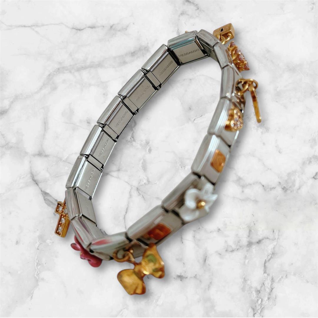 ナラカミーチェ メッサジオ ブレスレット 花と鍵のチャーム付き パーツ