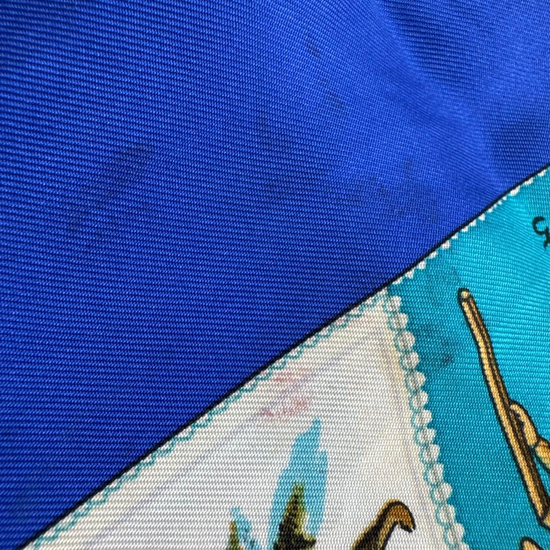 エルメス カレ90 スカーフ CORRE SPONDANCE ブルー 切手 - メルカリ