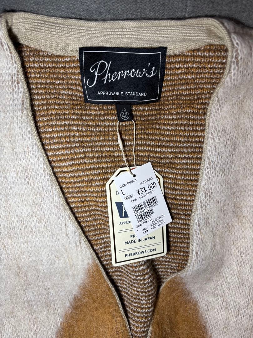 PHERROW'S モヘアカーディガン 24W-PMSC1 L マスタード
