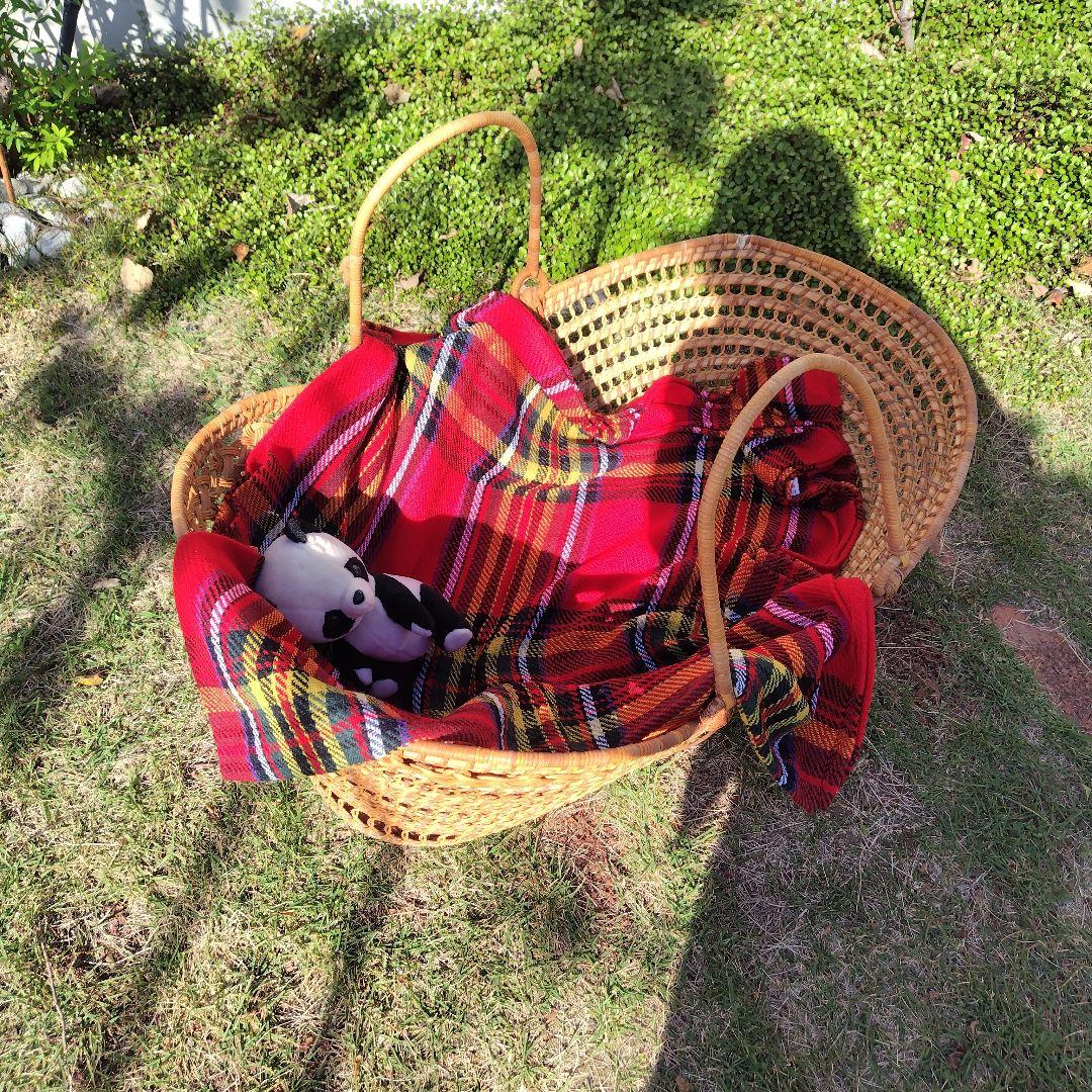 アンティーク ベビーバスケット 昭和レトロ 日本製 ラタン 籐 かご
